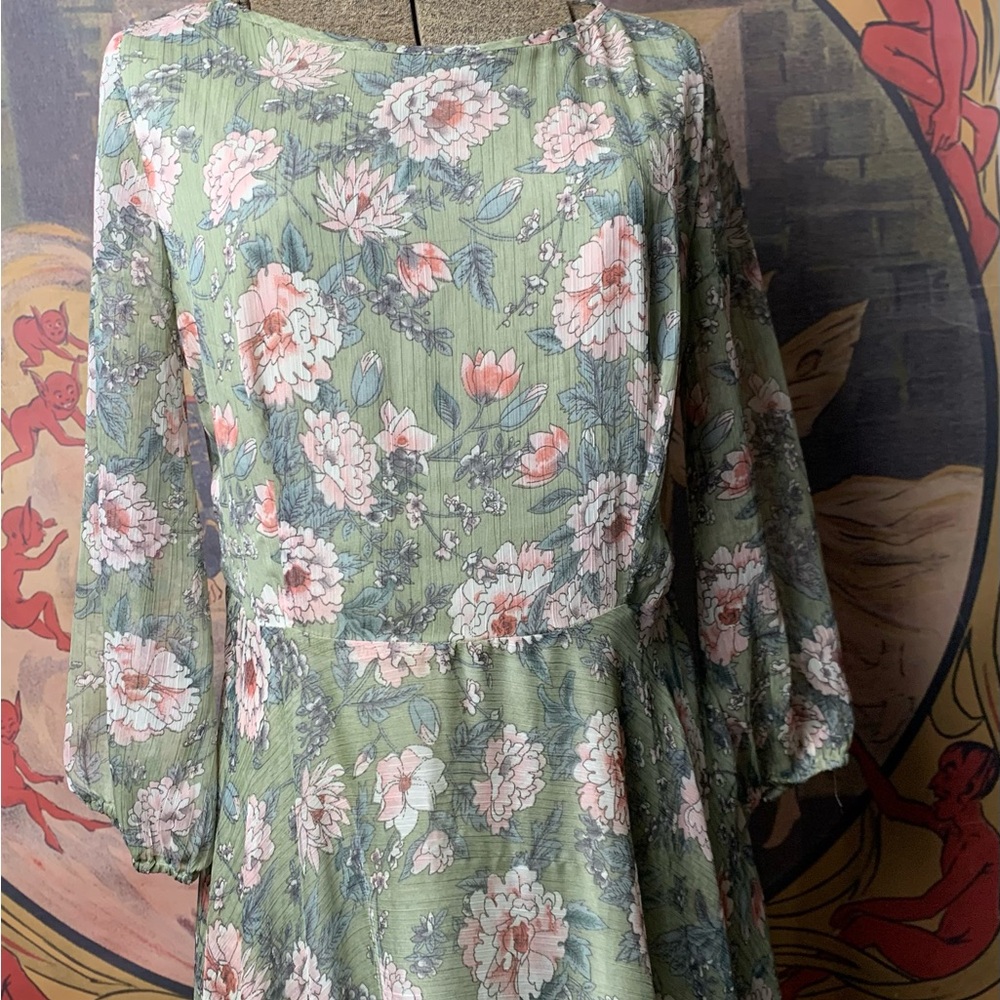 Floral Sage Green Maxi Dress